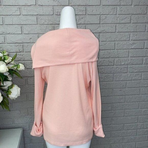 Tommy Hilfiger Women Pink Zippered Fold-over Neck Sweater Size L - Picture 7 of 10